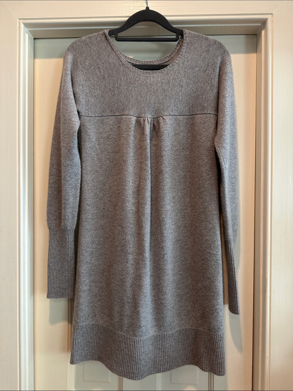 TSE Gray Long-Sleeve Cashmere Swing Dress